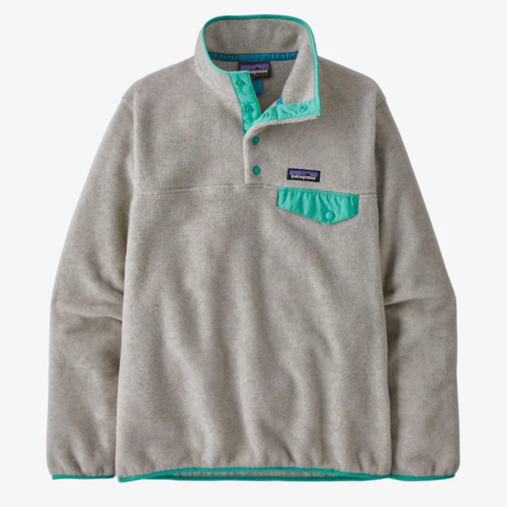 NWOT Patagonia Synchilla - Oatmeal Heather w/ Teal